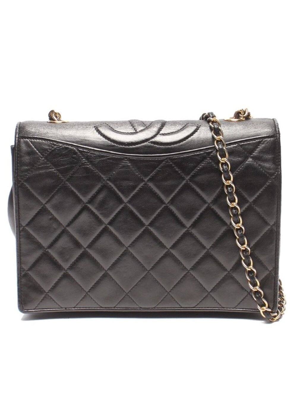 Chanel Chain Shoulder Bag Gold Single Flap Quilted Lambskin